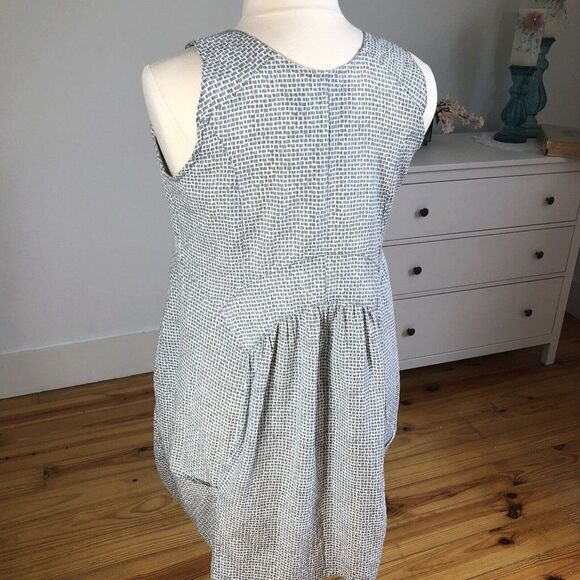 Gershon BRAM Large Gray & White Lightweight Sleeveless Dress Oversized Pockets - Picture 10 of 12